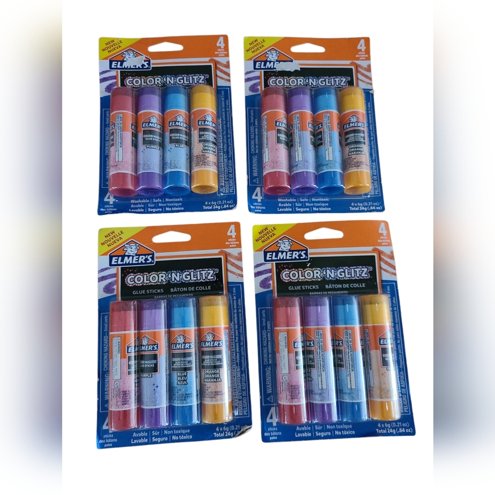 Elmers 4 Color Gitter Glue Sticks X 4 PACKS